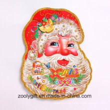 Customized 3D Classical Window Santa Claus Head Glitter Christmas Ornament Sticker